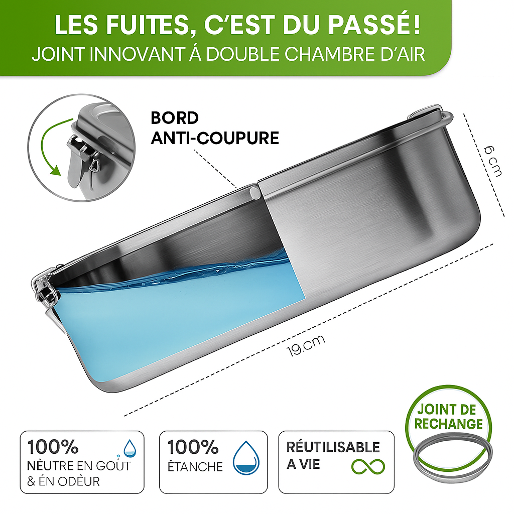 Votre Boîte inox 304 – 100% ECO, hermétique, sans BPA.