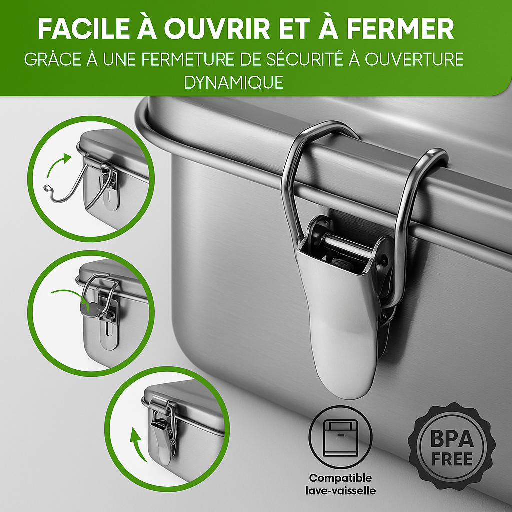 Votre Boîte inox 304 – 100% ECO, hermétique, sans BPA.