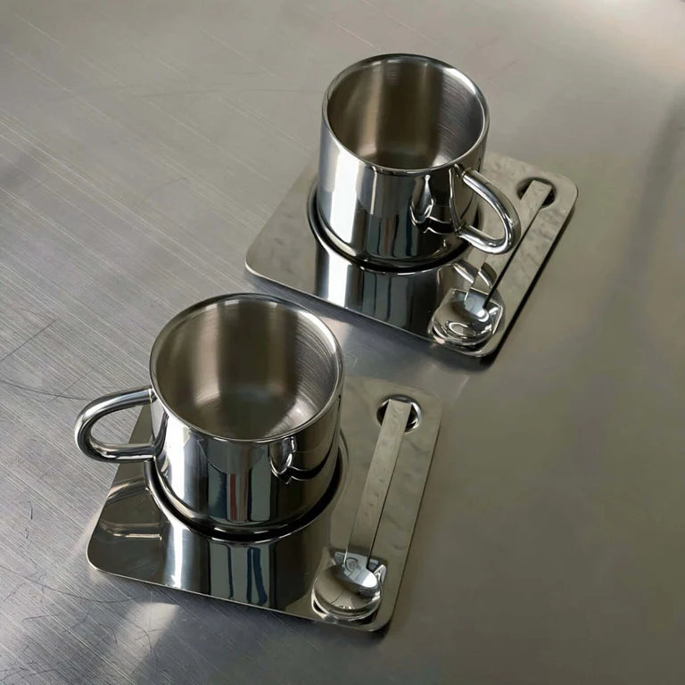 Tasse miroir “Venise” avec sa soucoupe et sa cuillère assortie