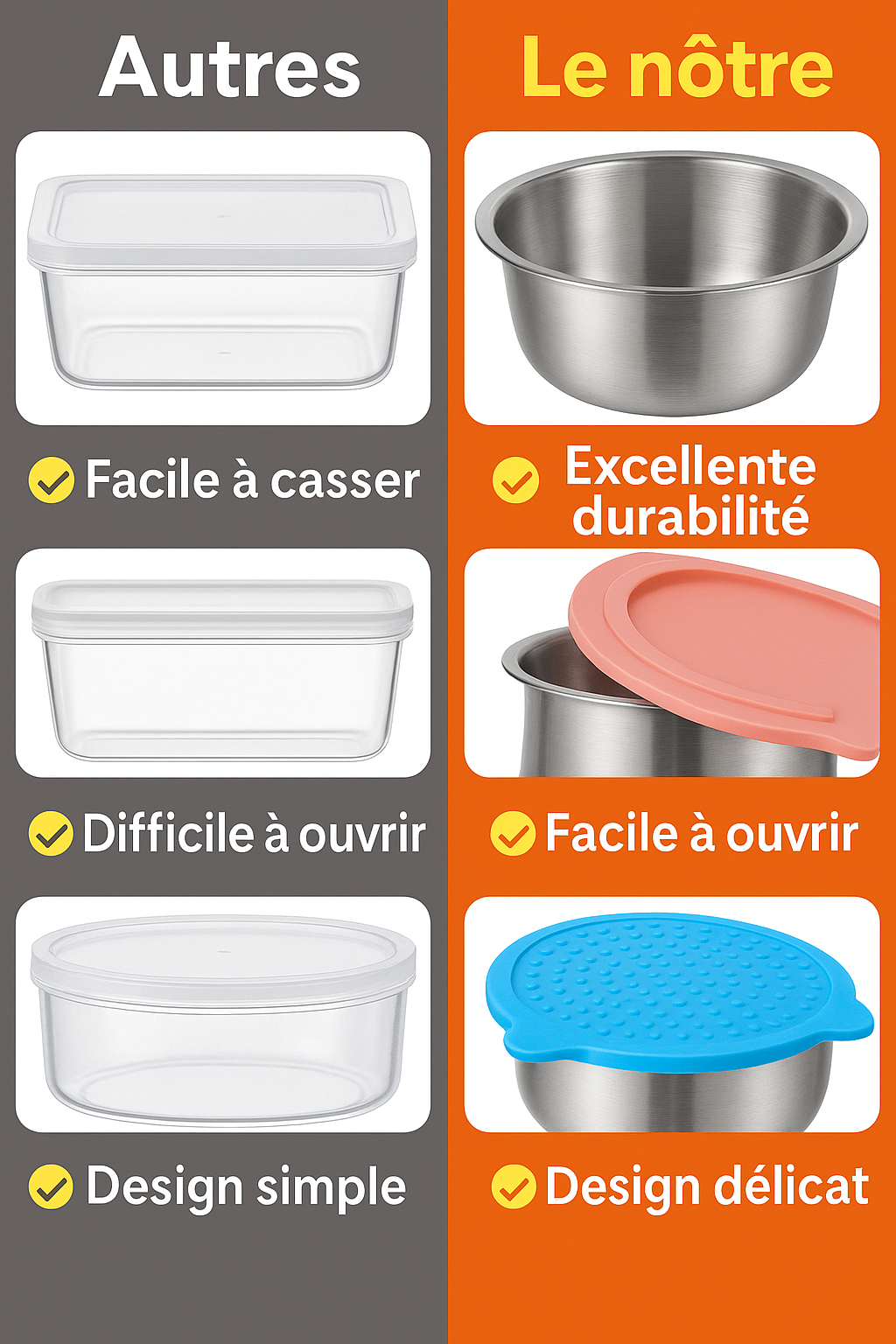 6 Récipients 50ML Sauce en Acier Inoxydable