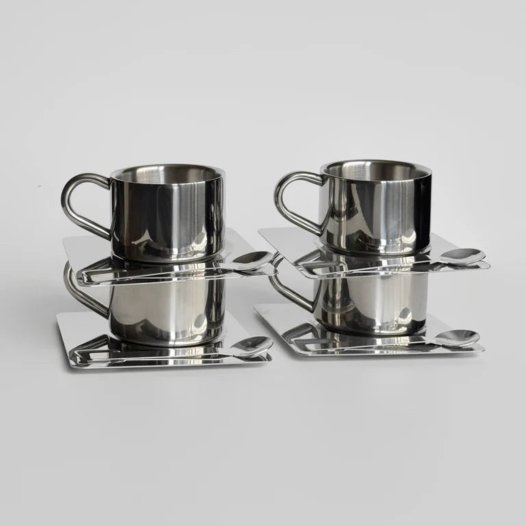 Tasse miroir “Venise” avec sa soucoupe et sa cuillère assortie