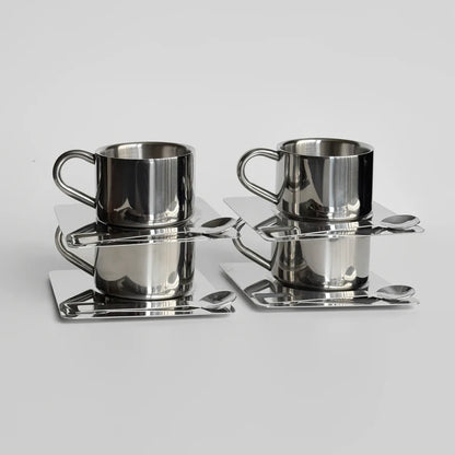Tasse miroir “Venise” avec sa soucoupe et sa cuillère assortie