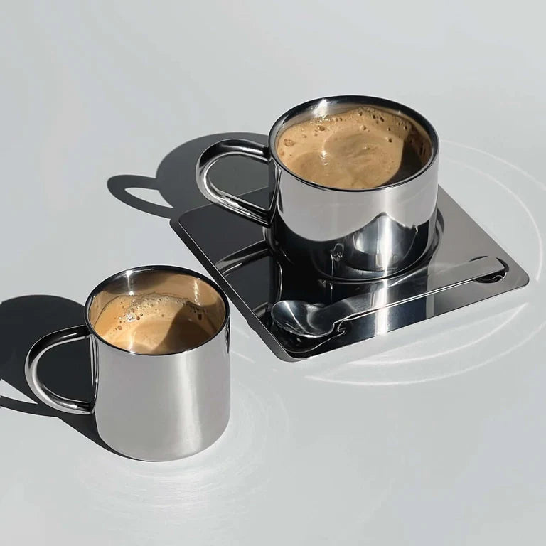 Tasse miroir “Venise” avec sa soucoupe et sa cuillère assortie