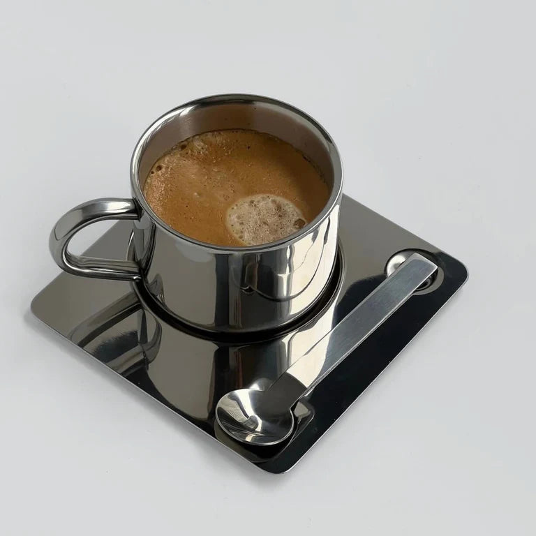Tasse miroir “Venise” avec sa soucoupe et sa cuillère assortie