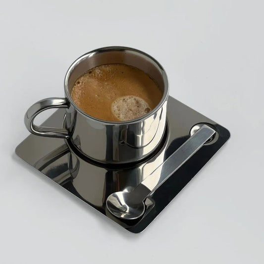 Tasse miroir “Venise” avec sa soucoupe et sa cuillère assortie